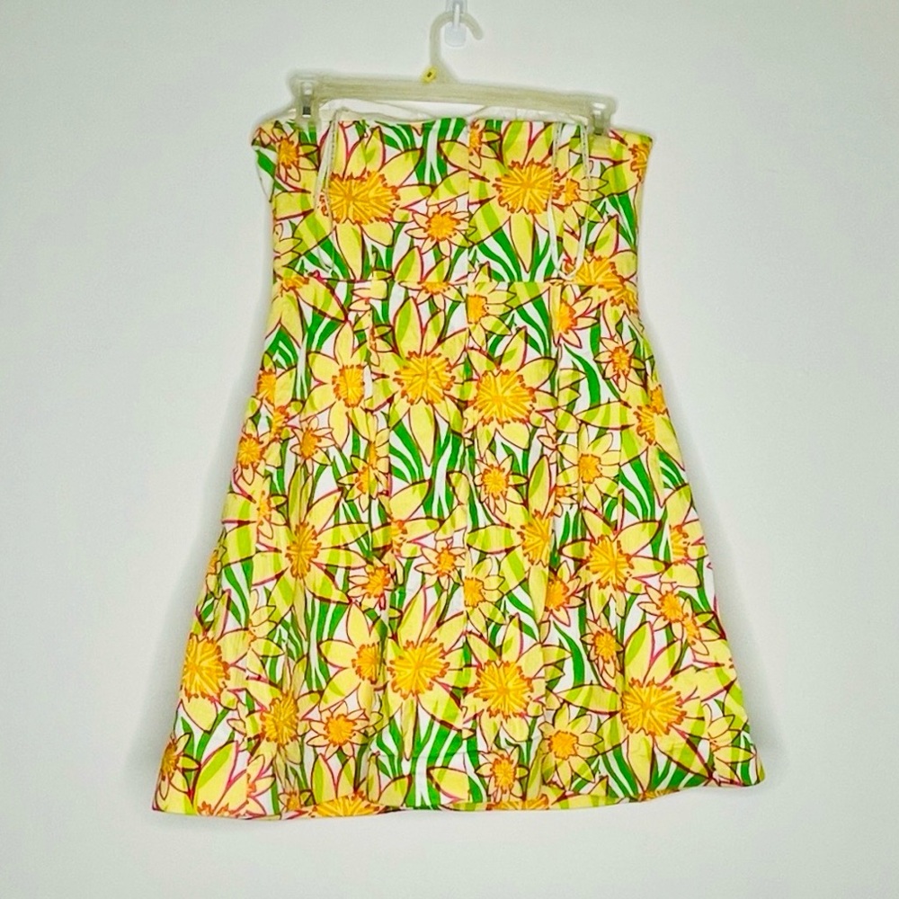Lilly Pulitzer Wyatt Daffies “Daffodil Floral" Strapless dress pockets Size 12 - Picture 2 of 14